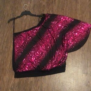 Torrid, One Shoulder Pink Sequins Blouse